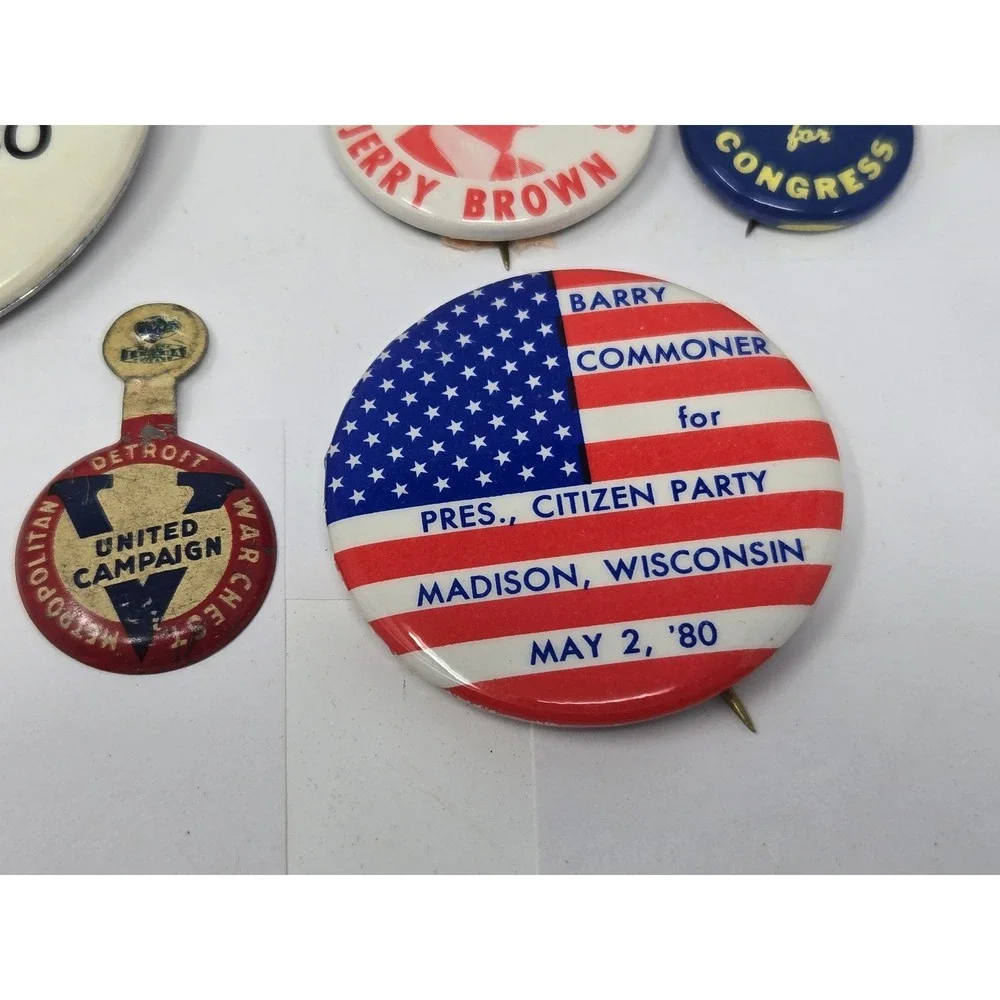 Vintage 1980 Political Campaign Button Lot Connally Baker Jerry Brown 3rd Party